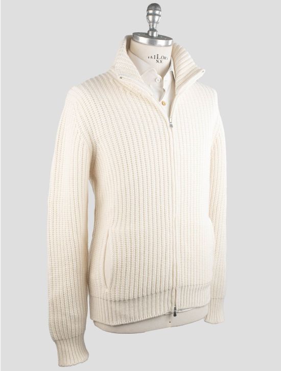 Gran Sasso Gran Sasso White Cashmere Sweater Full Zip White 001
