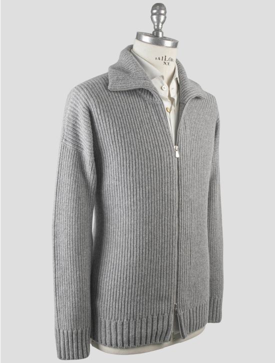 Gran Sasso Gran Sasso Gray Cashmere Virgin Wool Sweater Full Zip Gray 001