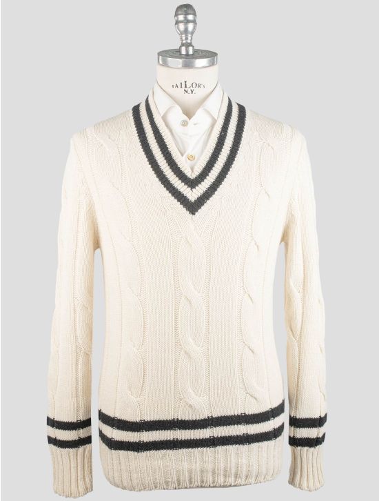 Gran Sasso Gran Sasso White Cashmere Virgin Wool Sweater V-Neck White 000