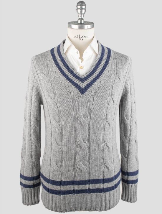 Gran Sasso Gran Sasso Gray Cashmere Virgin Wool Sweater V-Neck Gray 000