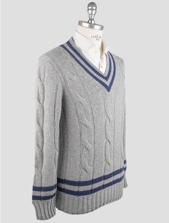 Gran Sasso Gran Sasso Gray Cashmere Virgin Wool Sweater V-Neck Gray 001