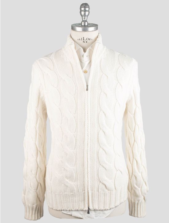 Gran Sasso Gran Sasso White Virgin wool Cashmere Viscose Sweater Full Zip White 000