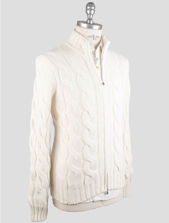 Gran Sasso Gran Sasso White Virgin wool Cashmere Viscose Sweater Full Zip White 001