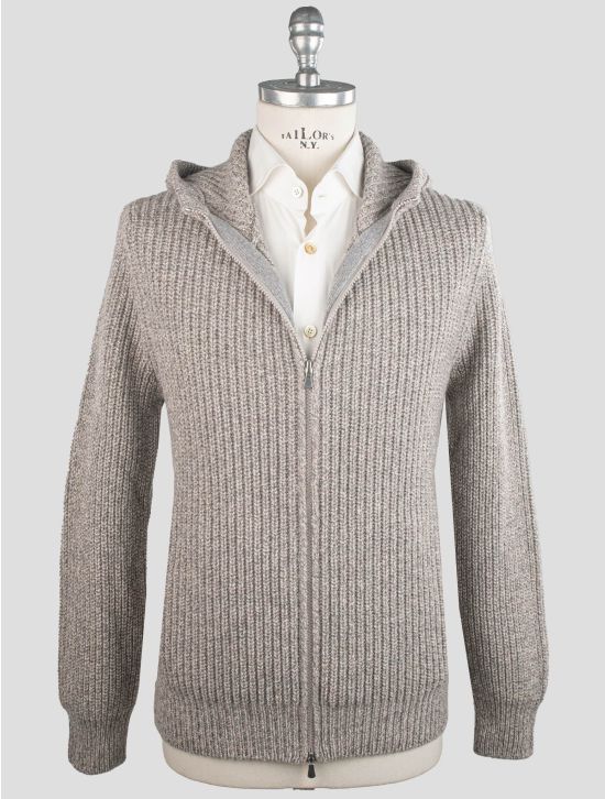 Gran Sasso Gran Sasso Brown Gray Virgin Wool Cashmere Sweater Full Zip Brown / Gray 000