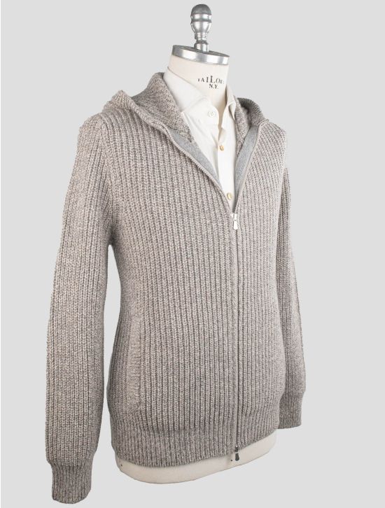 Gran Sasso Gran Sasso Brown Gray Virgin Wool Cashmere Sweater Full Zip Brown / Gray 001