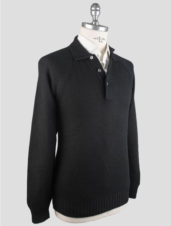 Gran Sasso Gran Sasso Black Virgin Wool Cashmere Sweater Polo Black 001