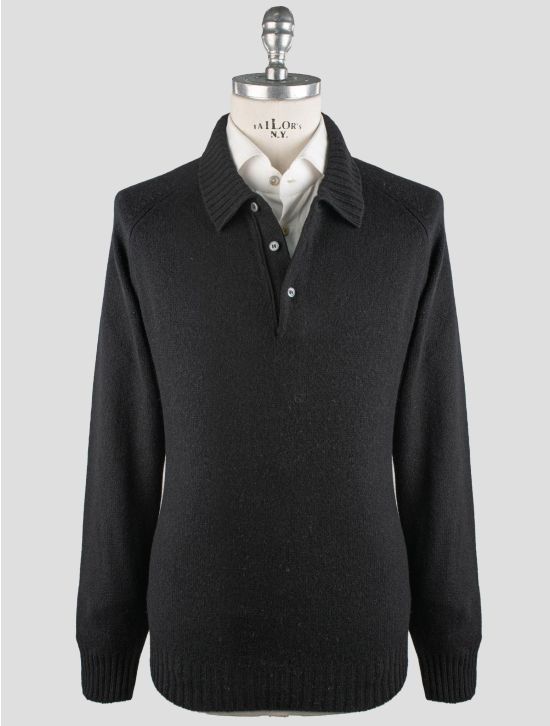 Gran Sasso Gran Sasso Black Cashmere Virgin Wool Sweater Polo Black 000