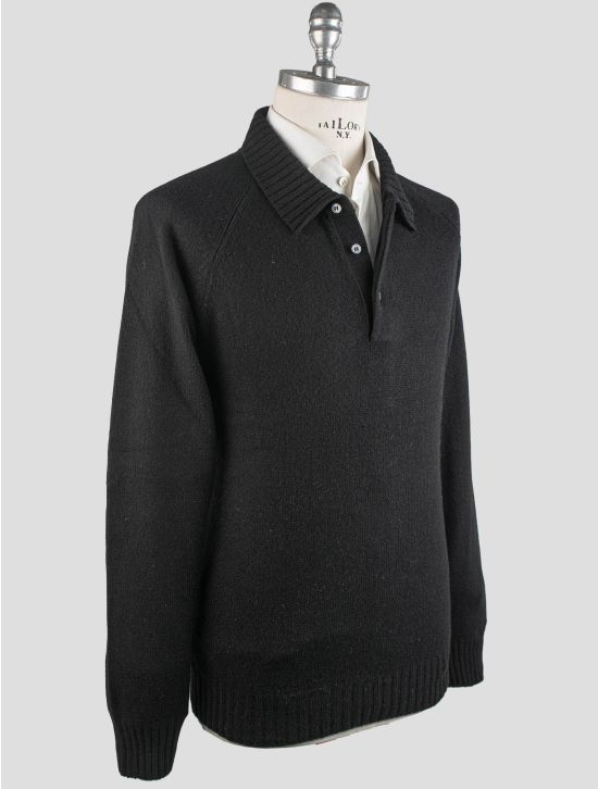 Gran Sasso Gran Sasso Black Cashmere Virgin Wool Sweater Polo Black 001