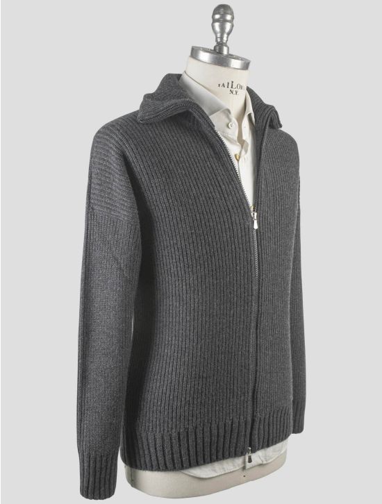 Gran Sasso Gran Sasso Gray Cashmere Virgin Wool Coat Full Zip Gray 001