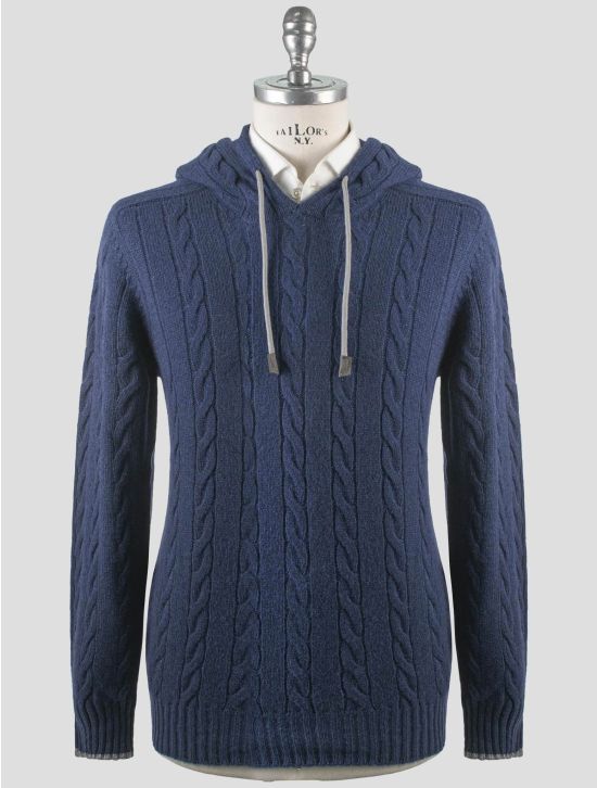Gran Sasso Gran Sasso Blue Cashmere Virgin  Wool Sweater Hoodie Blue 000