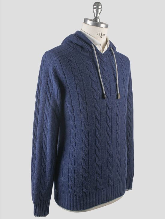 Gran Sasso Gran Sasso Blue Cashmere Virgin  Wool Sweater Hoodie Blue 001