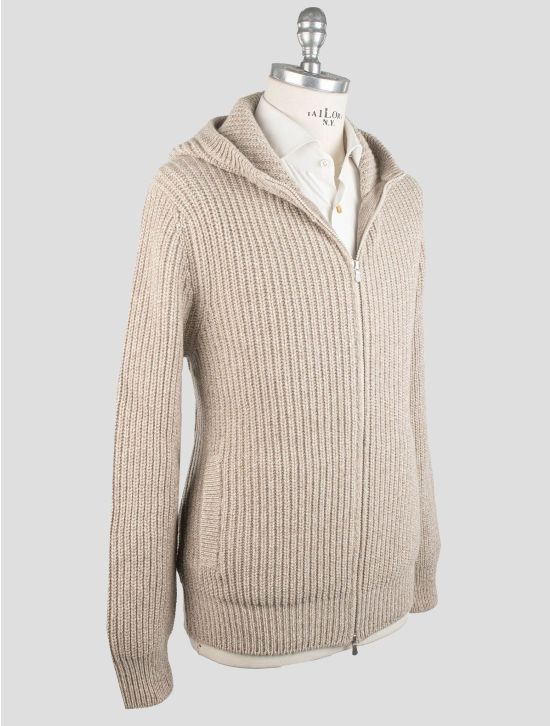 Gran Sasso Gran Sasso Beige Cashmere Virgin Wool Sweater Full Zip Beige 001