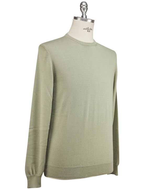 Luigi Borrelli Luigi Borrelli Green Cotton Sweater Crewneck Green 001
