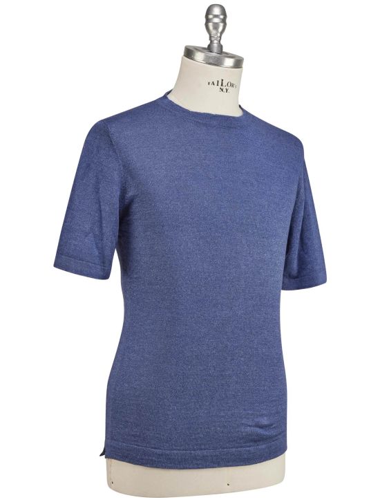 Luigi Borrelli Luigi Borrelli Blue Linen Cotton T-Shirt Blue 001