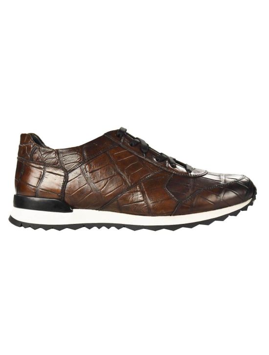 Kiton KITON Brown Leather Crocodile Shoes Brown 001
