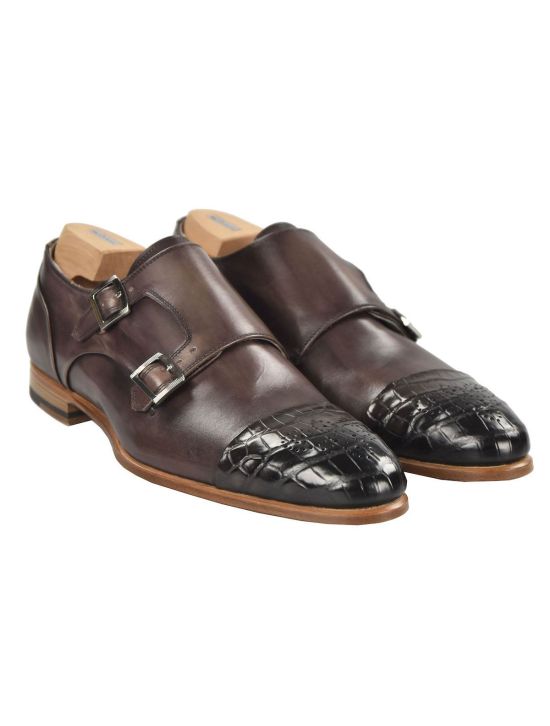Kiton KITON Brown Leather Crocodile Dress Shoes Brown 000