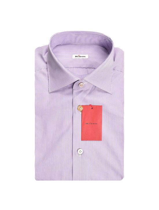 Kiton KITON White Purple Cotton Shirt White/Purple 001