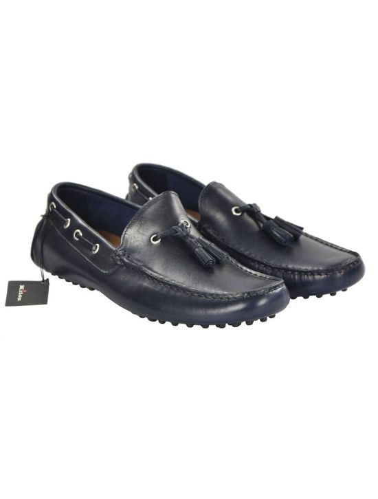 Kiton KITON Blue Leather Loafers Blue 000