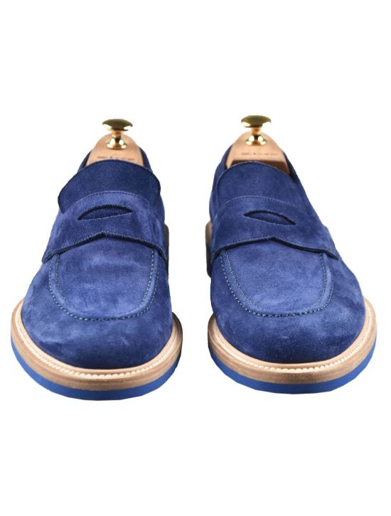 Kiton KITON Blue Leather Suede Shoes Blue 001
