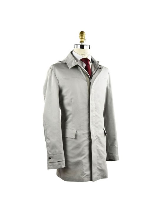 Kiton KITON Grey Cotton Silk Overcoat Gray 001