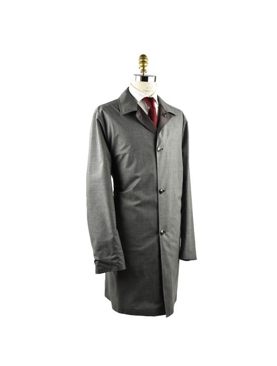 Kiton KITON Grey Brown Cotton Silk Overcoat Gray/Brown 001