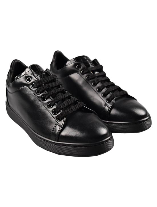 Kiton KITON Black Leather Crocodile Sneakers Black 000