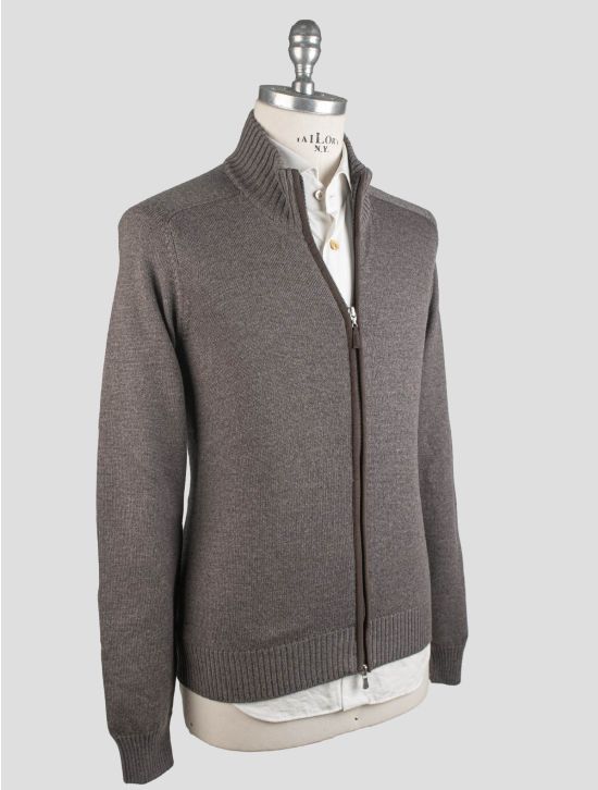 Gran Sasso Gran Sasso Brown Virgin Wool Sweater Full Zip Brown 001