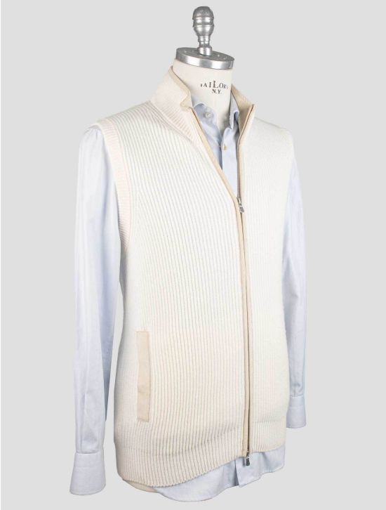 Gran Sasso Gran Sasso White Cashmere Coat Gilet Full Zip White 001