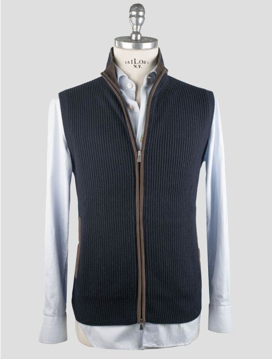 Gran Sasso Gran Sasso Blue Virgin Wool Viscose Cashmere Sweater Full Zip Blue 000