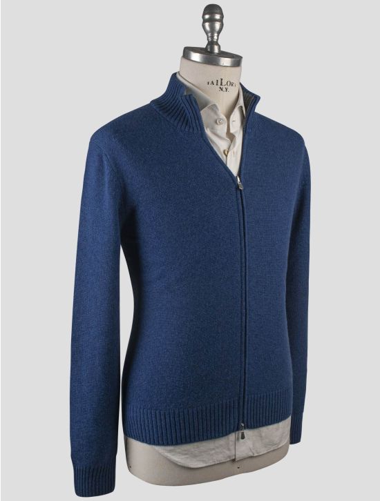 Gran Sasso Gran Sasso Blue Cashmere Sweater Full Zip Blue 001