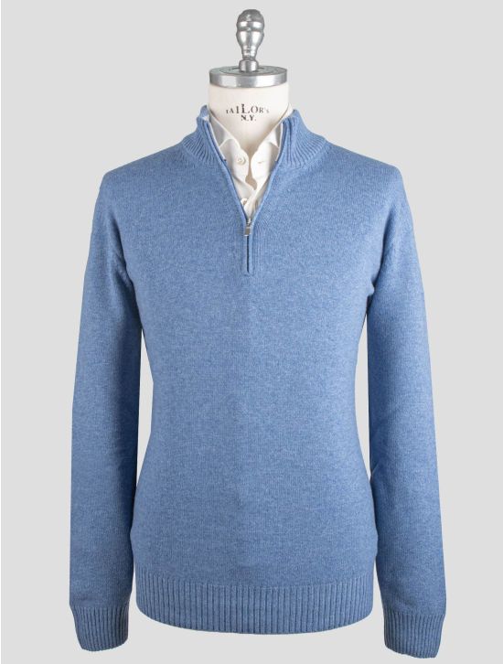 Gran Sasso Gran Sasso Bue Virgin Wool Viscose Cashmere Sweater Half Zip Blue 000