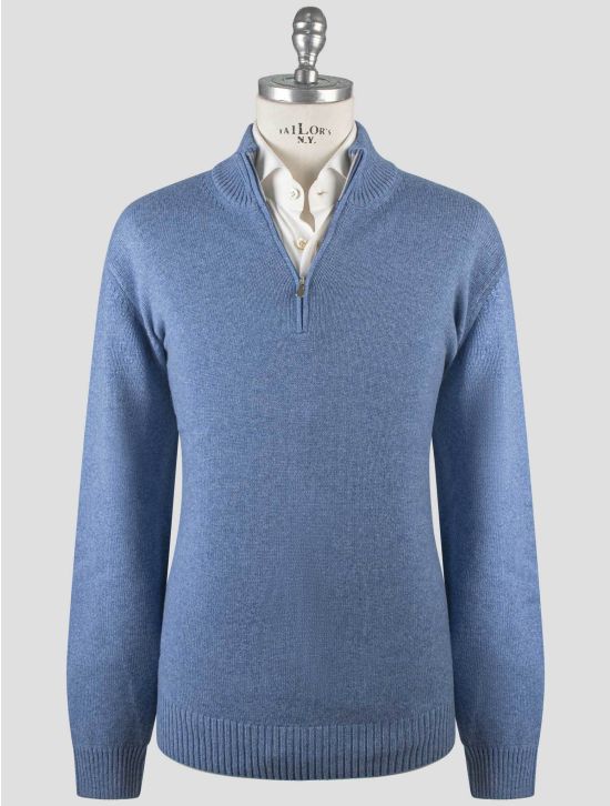 Gran Sasso Gran Sasso Blue Virgin Wool Cashmere Viscose Sweater Full Zp Blue 000