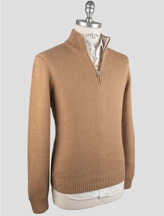 Gran Sasso Gran Sasso Brown Virgin Wool Viscose Cashmere Sweater Half Zip Blue 001