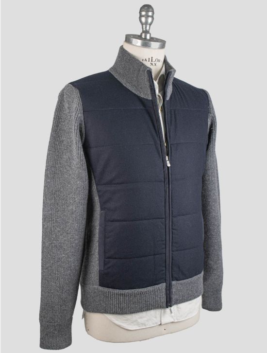 Gran Sasso Gran Sasso Black Virgin Wool Coat Full Zip Blue / Gray 001