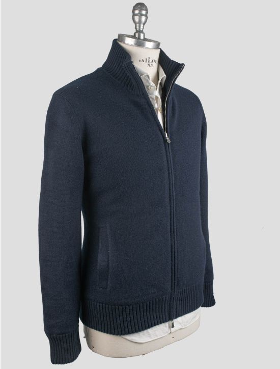 Gran Sasso Gran Sasso Blue Cashmere With Fur Coat Full Zip Blue 001