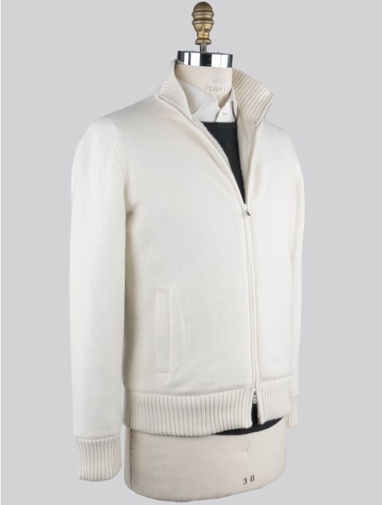 Gran Sasso Gran Sasso White Cashmere Faux Fur Pl Sweater Coat White 001