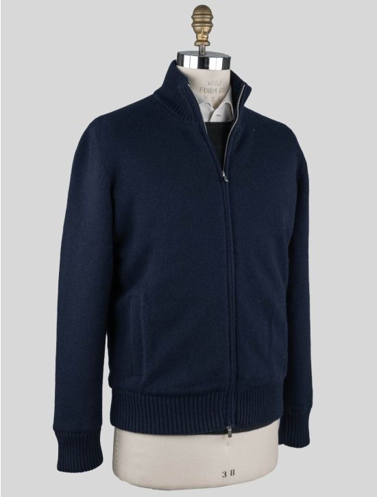 Gran Sasso Gran Sasso Blue Cashmere Faux Fur Pl Sweater Coat Blue 001