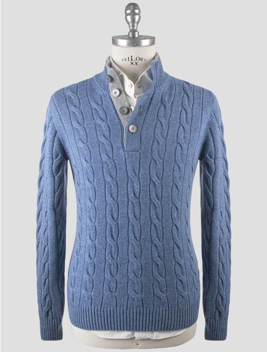 Gran Sasso Gran Sasso Light Blue Cashmere Sweater Half Button Light Blue 000
