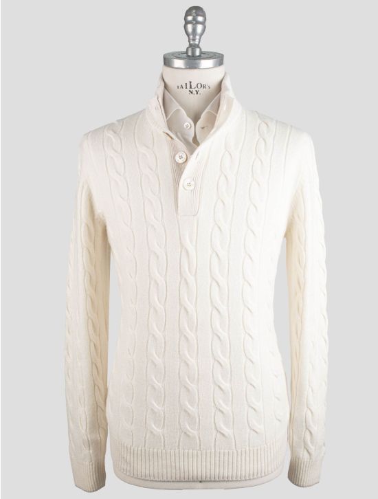 Gran Sasso Gran Sasso White Cashmere Sweater Half Button White 000