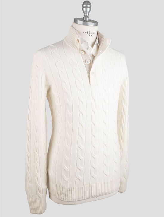 Gran Sasso Gran Sasso White Cashmere Sweater Half Button White 001