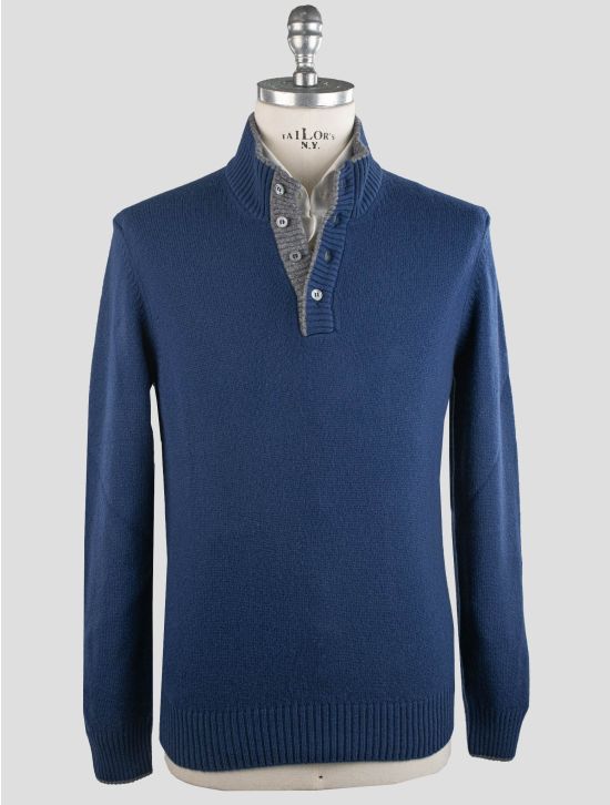 Gran Sasso Gran Sasso Button Virgin Wool Sweater Half Button Blue 000