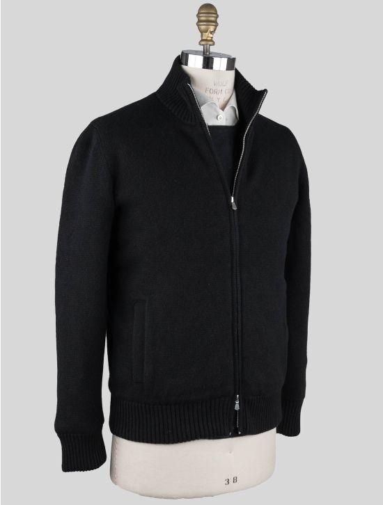 Barba Napoli Barba Napoli Black Cashmere Faux Fur Pl Sweater Coat Black 001