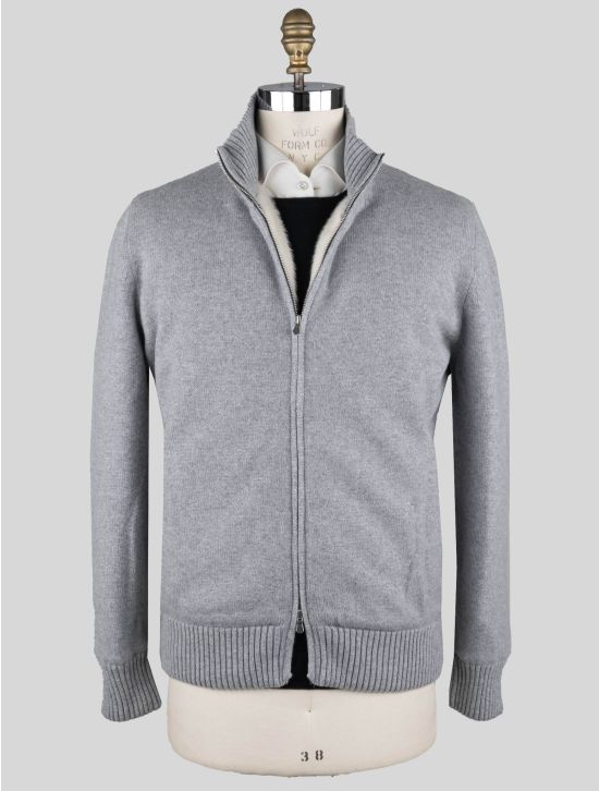 Barba Napoli Barba Napoli Gray Cashmere Faux Fur Pl Sweater Coat Gray 000