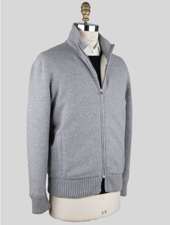 Barba Napoli Barba Napoli Gray Cashmere Faux Fur Pl Sweater Coat Gray 001