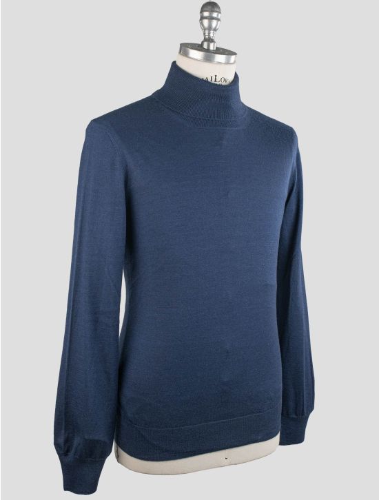Gran Sasso Gran Sasso Blue Cashmere Silk Sweater Turtleneck Blue 001