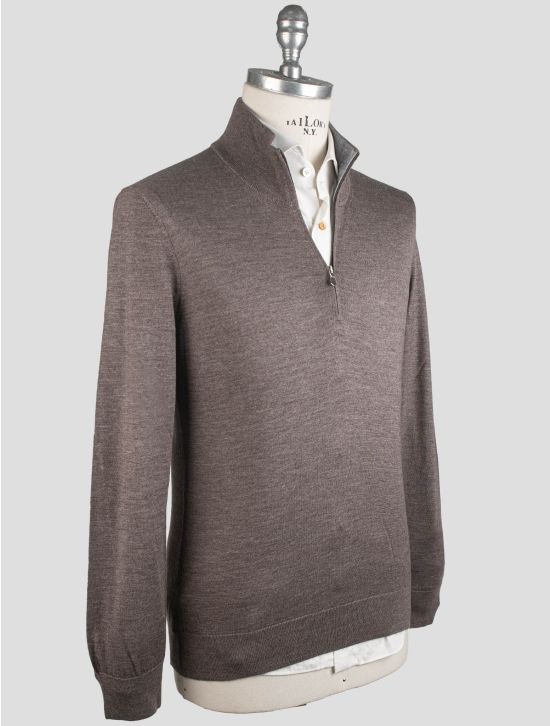 Gran Sasso Gran Sasso Brown Cashmere Silk Sweater Half Zip Brown 001