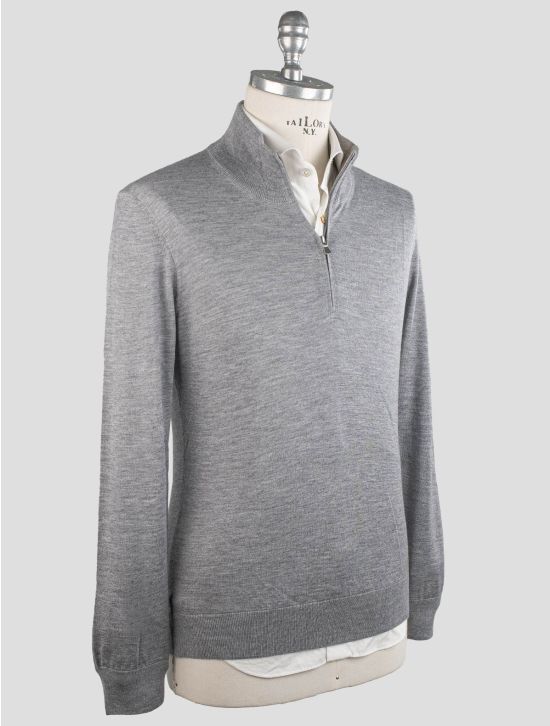 Gran Sasso Gran Sasso Gray Cashmere Silk Sweater Half Zip Gray 001