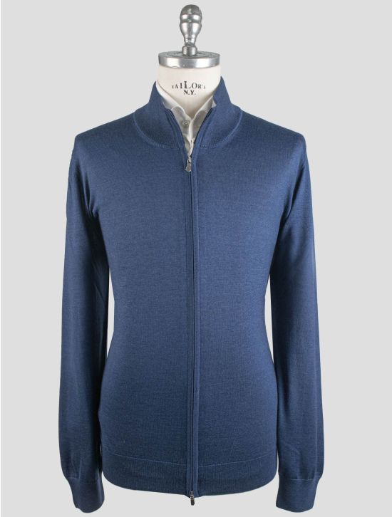 Gran Sasso Gran Sasso Blue Cashmere Silk Sweater Full Zip Blue 000