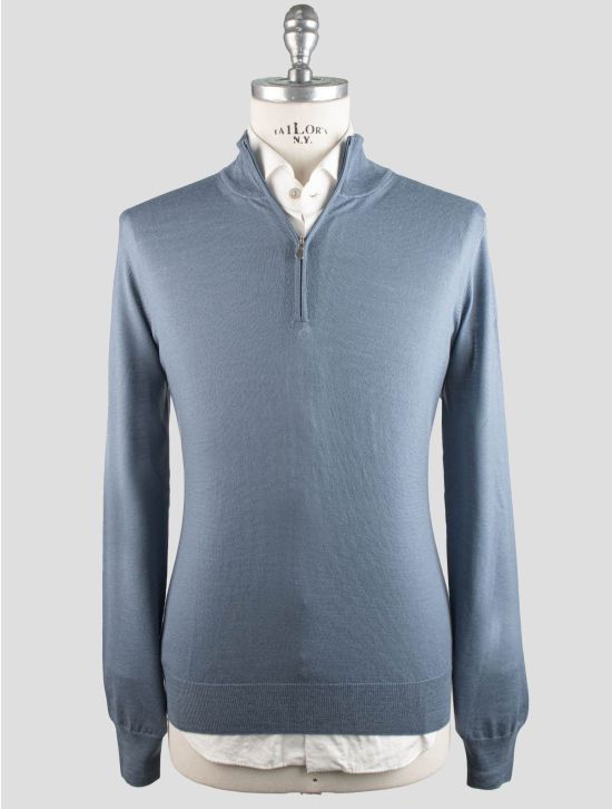 Gran Sasso Gran Sasso Light Blue Virgin Wool Sweater Half Zip Light Blue 000