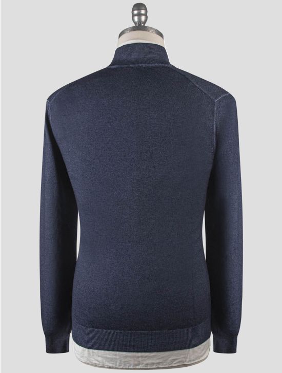 Gran Sasso Gran Sasso Blue Virgin Wool Sweater Full Zip Blue 001